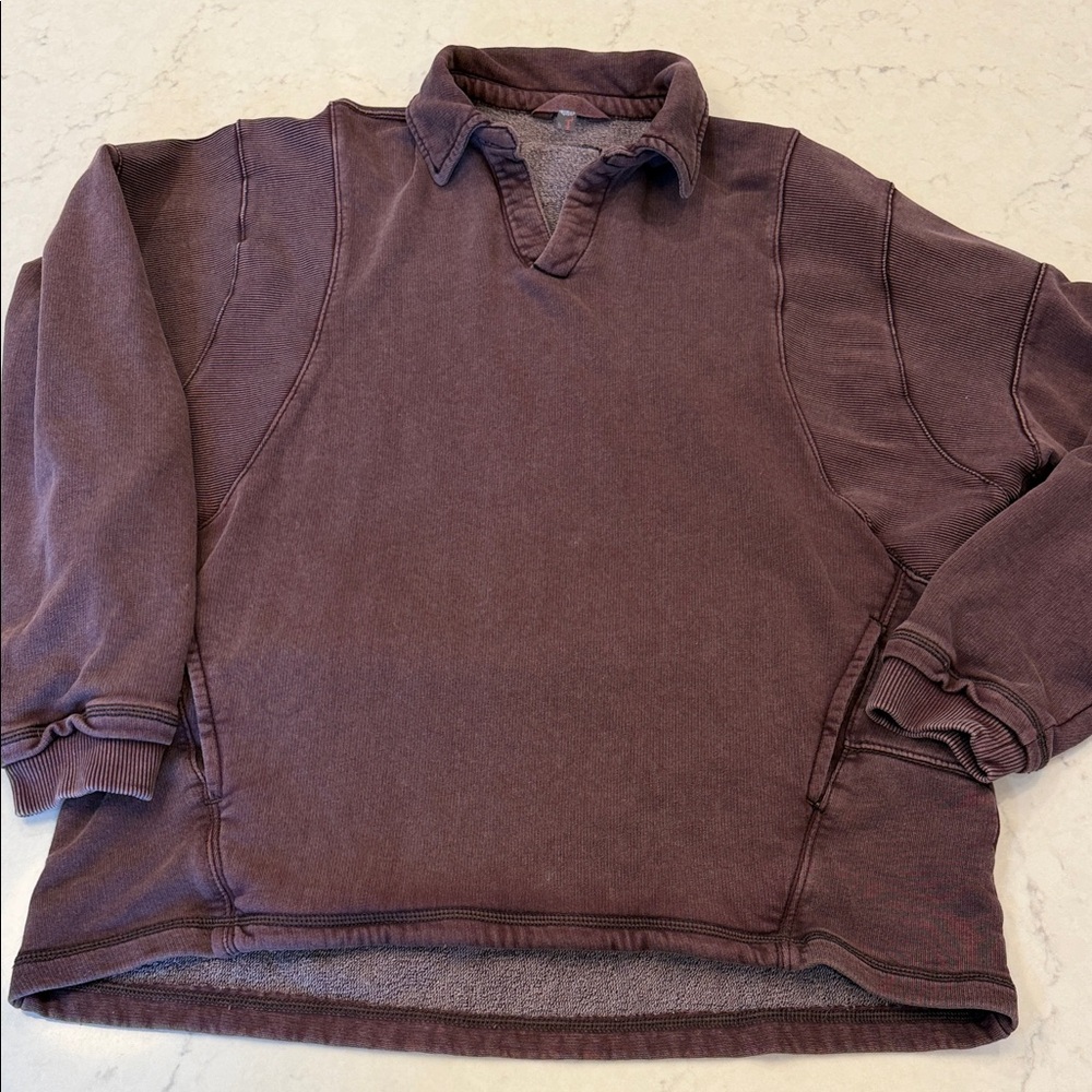 FREE PEOPLE Work It Out Pullover -‎ Black Walnut - Picture 4 of 11